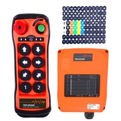 TEELODANE Q800 Industrial Wireless Crane Remote Control kit 8 Button 12v 24v Electric Lift Hoist Overhead Tower Bridge Transmitter Receiver with Emergency Stop