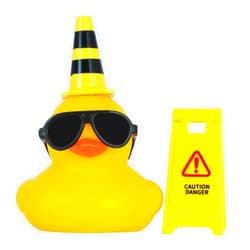 AOT Rubber Duck for Car Dashboard Decoration,Funny Squeaky Duck with Road Signs Sunglasses for Party Favors Game Rewards Home Ornament