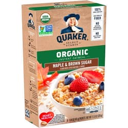 Quaker Instant Organic Oatmeal Maple & Brown Sugar Breakfast Cereal, 8 Packets Per Box (Pack of 6 Boxes)