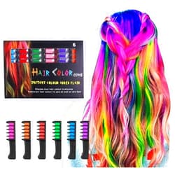 LAWOHO Hair Chalk Comb LAWOHO 6 Colors Temporary Hair Dye Marker Gifts for Girls Kids Adults for Halloween Christmas Birthday Party, Cosplay