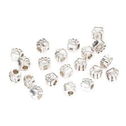 HERCHR Dog Paw Footprint Beads, 20 Pieces Vintage Silver Pet Paw Spacers Beads Puppy Paw Big Hole Print Metal Bead for European Bracelet Jewelry Making Necklace Hair Clip Accessories