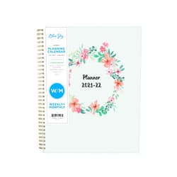 Blue Sky 2021-2022 Academic Year Weekly & Monthly Planner, 8.5