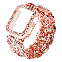 VIIVY VIYIV Bling Band with Case Compatible with Apple Watch Band 38mm 40mm 41mm 42mm 44mm 45mm for Women, Luxury Dressy Metal Strap with Diamond Rhinestone Bracelet Wristband for iWatch SE Series 7 6 5 4 3 2 1