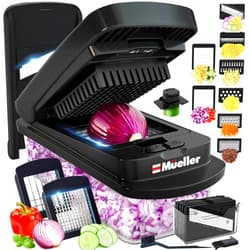 MUELLER HOME Mueller Pro-Series 10-in-1, 8 Blade Vegetable Chopper, Mandoline Slicer, Onion Mincer, Cutter, Dicer, Veggie Chopper with Container, Kitchen Essentials & Gadgets, House Warming Gifts New Home, Black