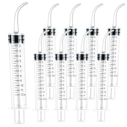 LabAider 9 Pack 12ml/cc Dental Syringe with Curved Tip & Measurement Disposable Graduated Dental Irrigation Syringe for Oral Dental Care, Tonsil Stones Removing, Lab, Feed Small Pet (9 Pack-Curved-Measurement)
