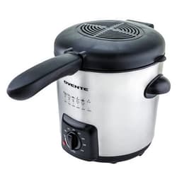 OVENTE Electric Deep Fryer 0.9 Liter Capacity, 840W Power with Locking Lid, Removable Stainless Steel Frying Basket, Adjustable Temperature Knob, Cool Touch Handles and Easy to Clean, Silver FDM1091BR