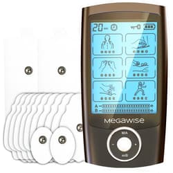 MegaWise 48 Modes（24 * 2） Dual Channel EMS TENS Unit Muscle Stimulator with 14Pcs Reusable Electrode Pads. Rechargeable Continuous Mode Electronic Pulse Massager with Storage Pouch/Pads Holder