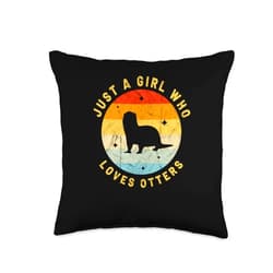 The Space Otter - Otter Décor & Animal Lover Gifts Just a Girl Who Loves Otters Cute Women's Animal Lover Throw Pillow, 16x16, Multicolor