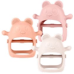 Eascrozn 3 Pack Baby Teething Toys for 3-6 6-12 Months, Food Grade Silicone Teething Mitten, Anti Dropping Wrist Hand Teethers Baby Chew Toys for Sucking Needs, BPA Free