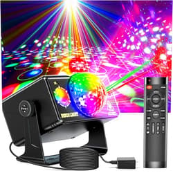 Caivimvn Party Lights, Dj Disco Lights, RGB 3 Lens DJ Strobe Light Sound Activated Stage Lights for Christmas Halloween Decorations Gift Birthday Wedding Karaoke KTV Bar (Background Version)
