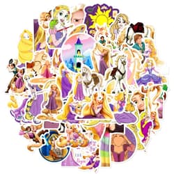 NineGirl 50Pcs Tangled Kids Stickers Pack Princess Sticker Cute Cartoon Characters Rapunzel Stickers for Kids Girls Teens Adults Waterproof Vinyl Princess Decals for Water Bottle Laptop Luggage