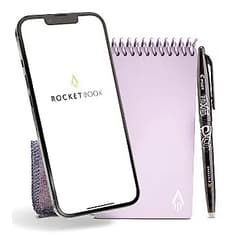 Rocketbook Trademark Innovations Rocketbook Smart Reusable Notebook - Dotted Grid Eco-Friendly Notebook with 1 Pilot Frixion Pen & 1 Microfiber Cloth Included - Flow State Cover, Mini Size Lightspeed Lilac