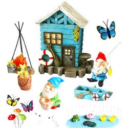 BangBangDa Miniature Fairy Garden Gnomes Decoration – Small Figurines Statue Accessories Gnome House for Outdoor Indoor Home Yard Patio Decor Ornaments Kit Fence Mushroom