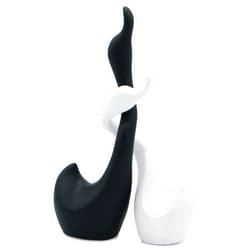Vaudagio Loving Swans in Black and White – Decorative Figure swan Pair 9” high as Handmade Ceramic Sculpture Set – Animal Figurines Home Decor Modern as a Gift