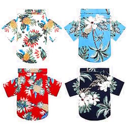 Weewooday 4 Pieces Pet Summer T-Shirts Hawaii Style Floral Dog Shirt Hawaiian Printed Pet T-Shirts Breathable Cool Clothes Beach Seaside Puppy Shirt Sweatshirt for Small Puppy (Cute Style, Large)