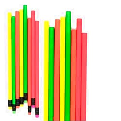 Emraw Colorful Round No 2 HB Fluorescent Colored Wood Cased Pencils with Eraser Top - Pack of 16 Unsharpened Sparkling Bright Pencils