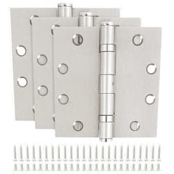 TDCHINGES TDC Door Hinges Hardware Hinges 4 Inch Square Interior Hinges for Doors Ball Bearing Door Hinge 4-1/2 x 4-1/2 Full Mortise Stainless Steel 3Pack Silver