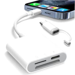 AkHolz SD Card Reader for iPhone, AkHolz 2 in 1 iPhone iPad Camera, Adapter Trail Game Camera DSLR Dash Cams Reader, Portable No App Required