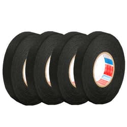 LKYUYV 4 Rolls Wire Loom Harness Tape, Wiring Harness Cloth Tape, Black Adhesive Fabric Tape, for Automobile Electrical Wire harnessing Noise Dampening Heat Proof （19mm X 25m）