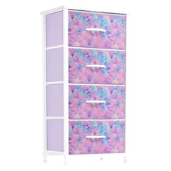 YITAHOME Purple Dresser with 4 Drawers - Storage Tower Unit, Kids Dresser for Bedroom, Living Room, Closets - Sturdy Steel Frame, Wooden Top & Easy Pull Fabric Bins