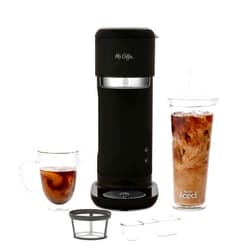 Mr. Coffee Iced and Hot Coffee Maker, Single Serve Machine with 22-Ounce Tumbler and Reusable Coffee Filer, Black