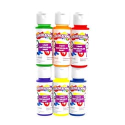 Colorations Liquid Water Color Paints, Set of 6, 2 OZ EA, Blue, Green, Red, Purple, Yellow, Orange, Party Favors, Craft & Glue Dye