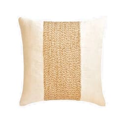 The HomeCentric Ecru Pillows Cover Jute Cord Pillows Cover Pack of 2 18x18 inch (45x45 cm) Throw Pillow Covers Square Cotton Linen Pillow Covers Contemporary Pillow Covers Striped - Linen Memories