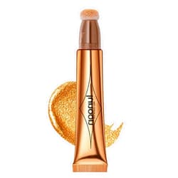 Generic Highlighter Beauty Wand, Cream Liquid Highlighter Makeup Stick, Silky Smooth Face Shimmer Bronzer Stick with Cushion Applicator, Lightweight Body Face Glowing Highlighter, Cruelty-free (05 Rose Gold)