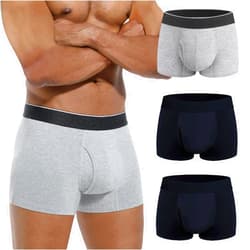 IRISMORII Mens Absorbent Incontinence Underwear Washable Open Fly Leakage Protective Briefs Adult Leak Proof Boxer (Black, Black, Gray, XXL)