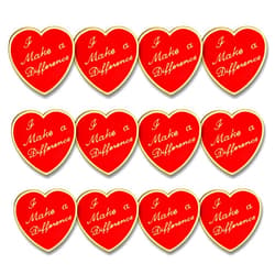 SHOP AWARDS AND GIFTS 5/8 Inch Gold Heart Red Enameled I Make A Difference Lapel Pin, Employee Appreciation Staff Recognition Award Inspirational Motivational Gifts, Pack of 12