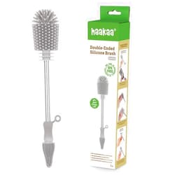 Haakaa Silicone Cleaning Brush Kit – Household Cleaning Brushes for Bottles and Crevices – Food-Grade Silicone: Dishwasher Safe (Brush-Grey)