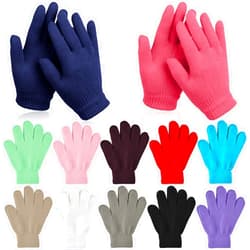 Coopay 12/24 Pairs Kid's Winter Warm Magic Gloves Children Stretchy Full Finger Knitted Mittens Gloves for Boys Girls Student
