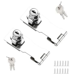 Tanbupu 2Pcs Keyed Locks 4 Inch Twist Knob Locking Hasp Stainless Steel with Screws for Gates,Doors,Cabinets, Closets and More (Sliver)