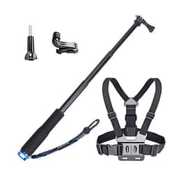 VVHOOY Chest Harness Mount Selfie Stick Compatible with Gopro Hero 12 11 10 9 8 7 6 5,AKASO EK7000,Brave 4,V50,Dragon Touch Action Camera