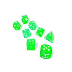 Wondertrail Gelatinous Nebula Dice with Grey Numbers 7+1 Lab Dice Set 16mm (5/8in) Chessex