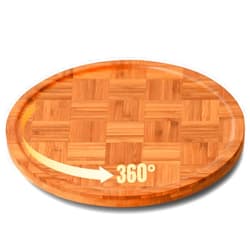 Kikcoin Lazy Susan Organizer - 10 inch Lazy Susan Turntable for Cabinet, Bamboo Lazy Susans with Unique Splicing Craft Design Kitchen Countertop Organizer Wooden Tray for Kitchen, Pantry, Bathroom