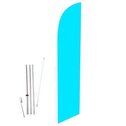 Cobb Promo Solid Light Blue Color Advertising Decorative Feather Flag with Complete 15ft Pole kit and Ground Spike