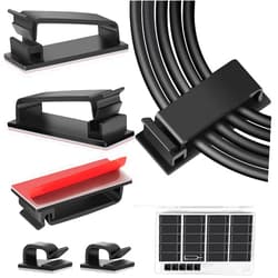 TidyHelper 50 PCS Cable Management Clips Black, Large Cable Clips Cord Organizers for Under Desk Cable Wire Management, Adhesive Wire Holder Organizer Clips for Multiple Cord Management