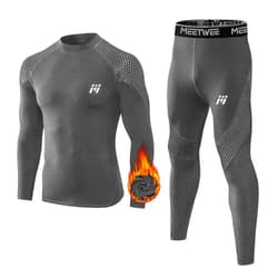 MEETWEE Thermal Underwear for Men, Fleece Lined Base Layer Set Cold Weather Ski Gear Top & Long Johns for Skiing Motorcycle