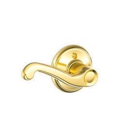 Schlage F170 FLA 605 LH Left Handed Flair Door Lever, One Sided Non-Turning Dummy Door Handle, Bright Brass