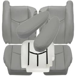 NLQR Driver and Passenger Bottom and Top Seat Covers Pewter Gray 922 & Driver Bottom Foam & Seat Armrest Covers Compatible with Chevy Silverado Tahoe Suburban Avalanche GMC Sierra Yukon 2003-2006