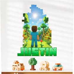 CRYPTONITE Pixel Style Custom Wall Decal with Name | Personalized Video Game Wall Stickers for Kids Bedroom, Nursery & Playroom | Boys Room Decor with Multi-Size & Color Options (Pixel Sunny, Custom)