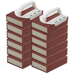 Garvonti Magic Carborundum Sponge, 12pcs with 2 Handles Rust Foam Cleaning Eraser for Pots, Pans, Sink, Grill, Household Cleaning Emery Sponges for Kitchen, Bathroom