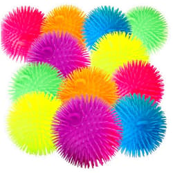 Playbees Soft Spiky Puffer Balls - 12-Pack - 5.5 Inch Sensory Stress Relief Toy - Assorted Colors - Kids and Adults - Fun Fidget Game