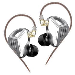 Linsoul KZ ZVX 10mm Dual Cavity Super Linear Dynamic Driver HiFi in-Ear Earphones with Detachable 0.75mm Recessed 2pin Silver-Plated Cable for Audiophiles Musician (Silver, Without Mic)