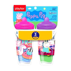 Playtex Sipsters Stage 3 Peppa Pig Spill-Proof, Leak-Proof, Break-Proof Insulated Toddler Spout Cups for Girls - 9 Ounce - 2 Count
