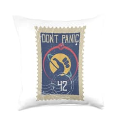 The Answer To Life Cycle 42. Vintage Postage Stamp Life The Universe and Everything 42 Throw Pillow, 18x18, Multicolor