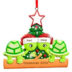 Personalization Universe Turtle Couple Personalized Christmas Ornament - Customizable with Names and Text, Perfect for Couples, Engagement or Wedding Ornament 2023