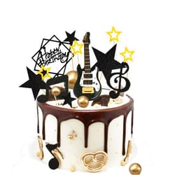BANBALLON 24PCS Guitar Cake Toppers Music Note Birthday Cake Toppers 1:12 Guitar Model Decorations For Musician Party Birthday party Rock Theme Party