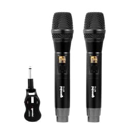 Gemini Sound Gemini Dual Wireless Microphone UHF Handheld Rechargeable Cordless Mic System 2 Pack with Receiver for Karaoke Singing DJ Performance PA Speaker Mixer 50M Range (GMU-M200)